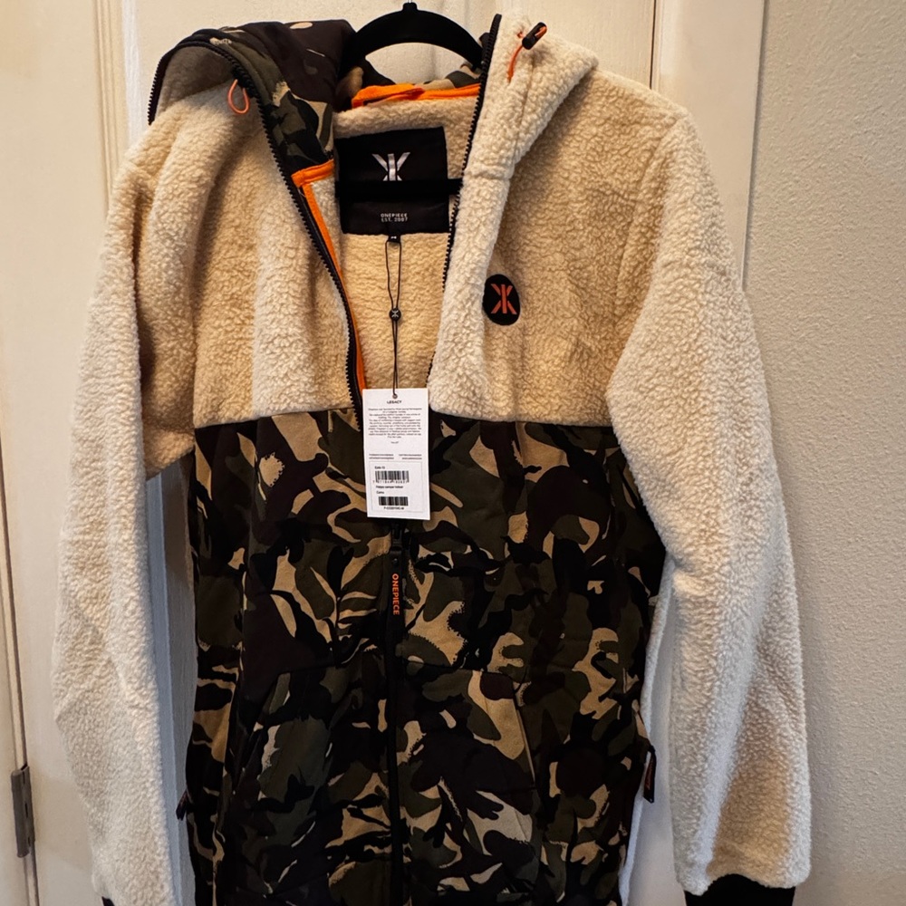 Onepiece Orange and Cream Sherpa Jacket